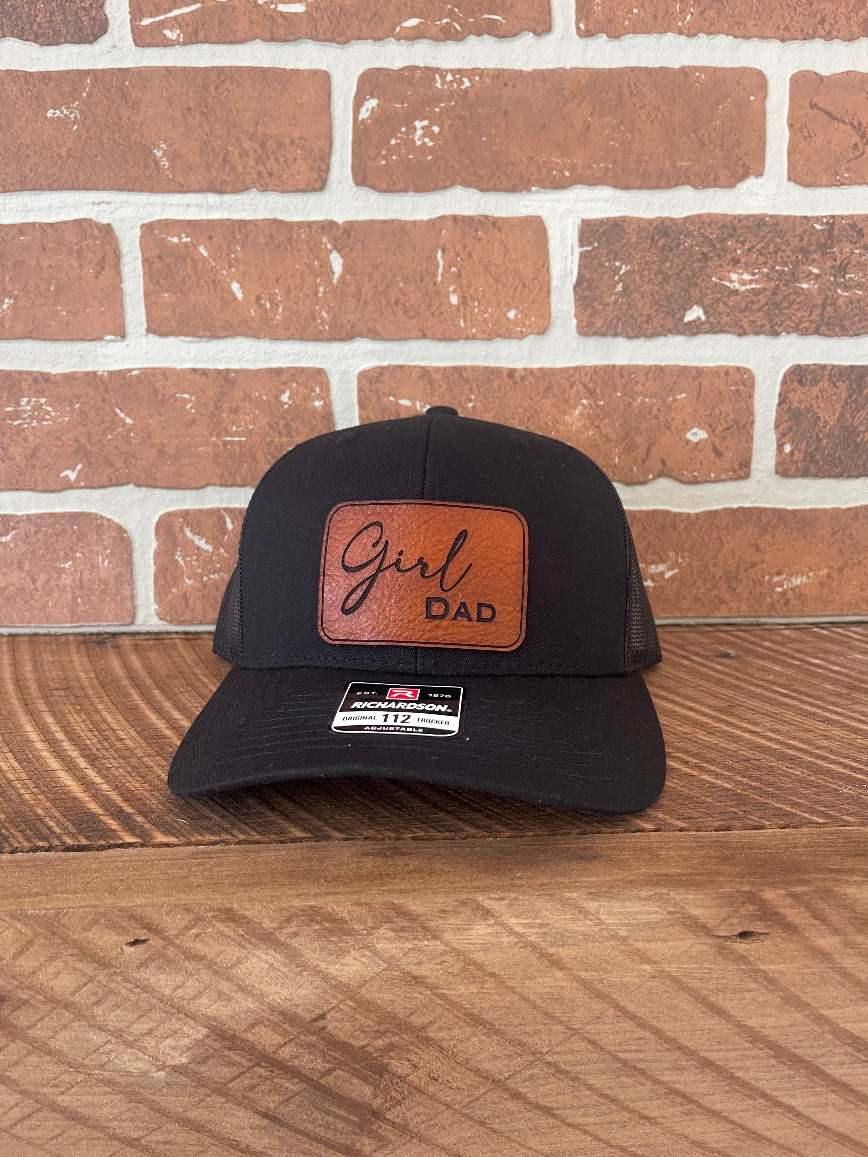 Father's Day Trucker Hat with Custom Leather Patch - Madi Kay Designs