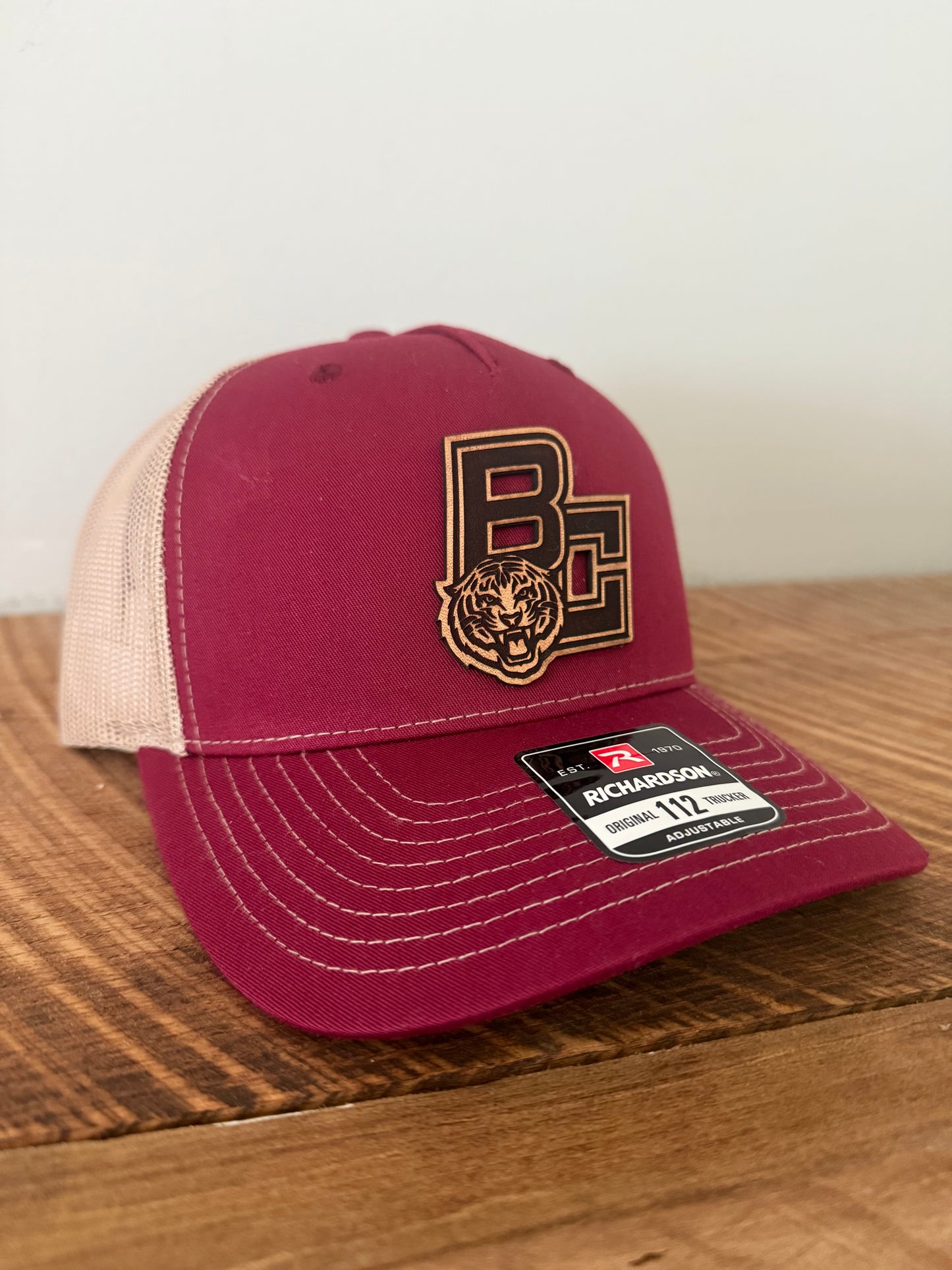 Tigers Leather Patch Hat | Richardson 112 Trucker | Custom Football Spirit Wear for Fans, Players & Coaches