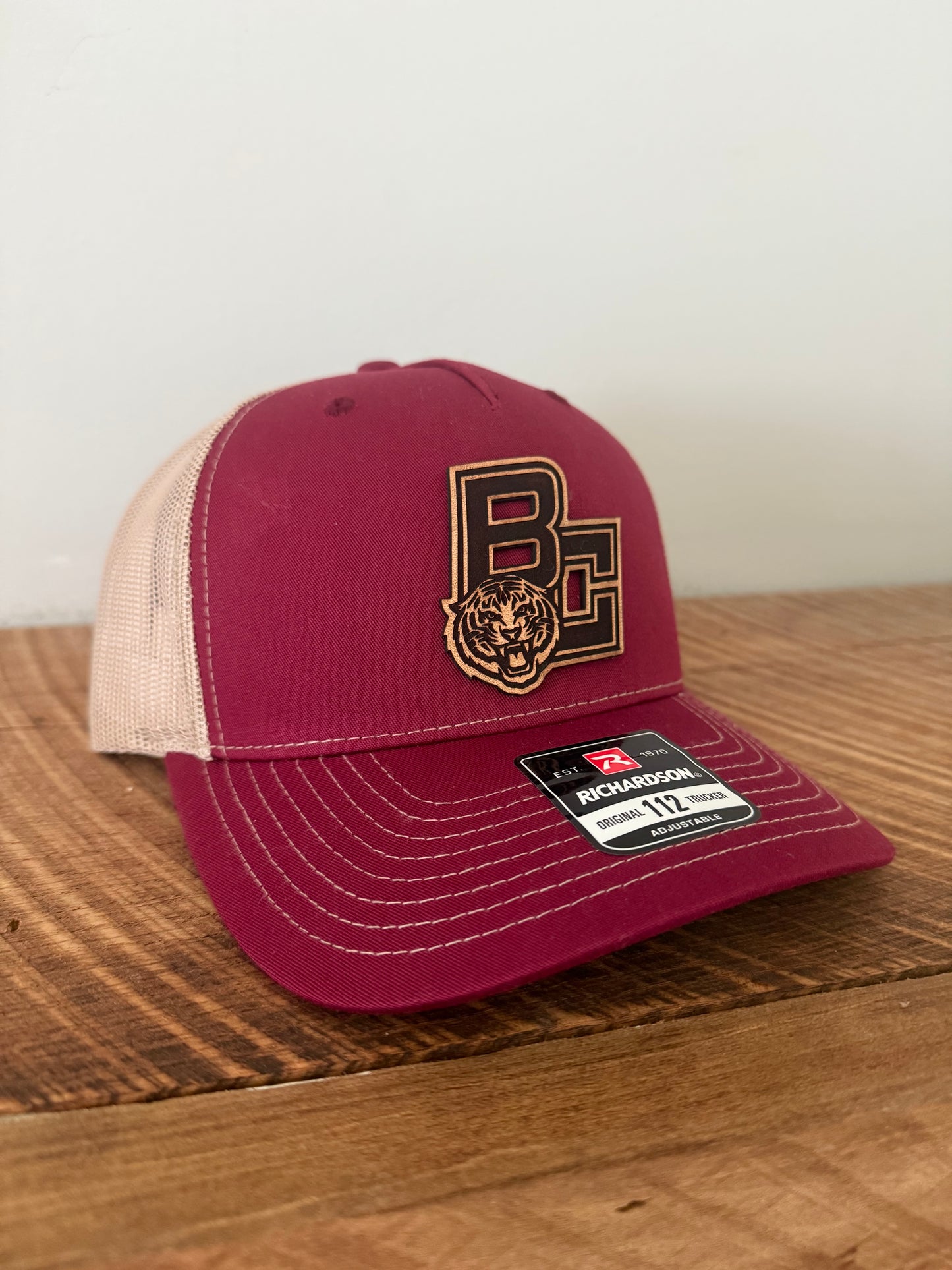 Tigers Leather Patch Hat | Richardson 112 Trucker | Custom Football Spirit Wear for Fans, Players & Coaches