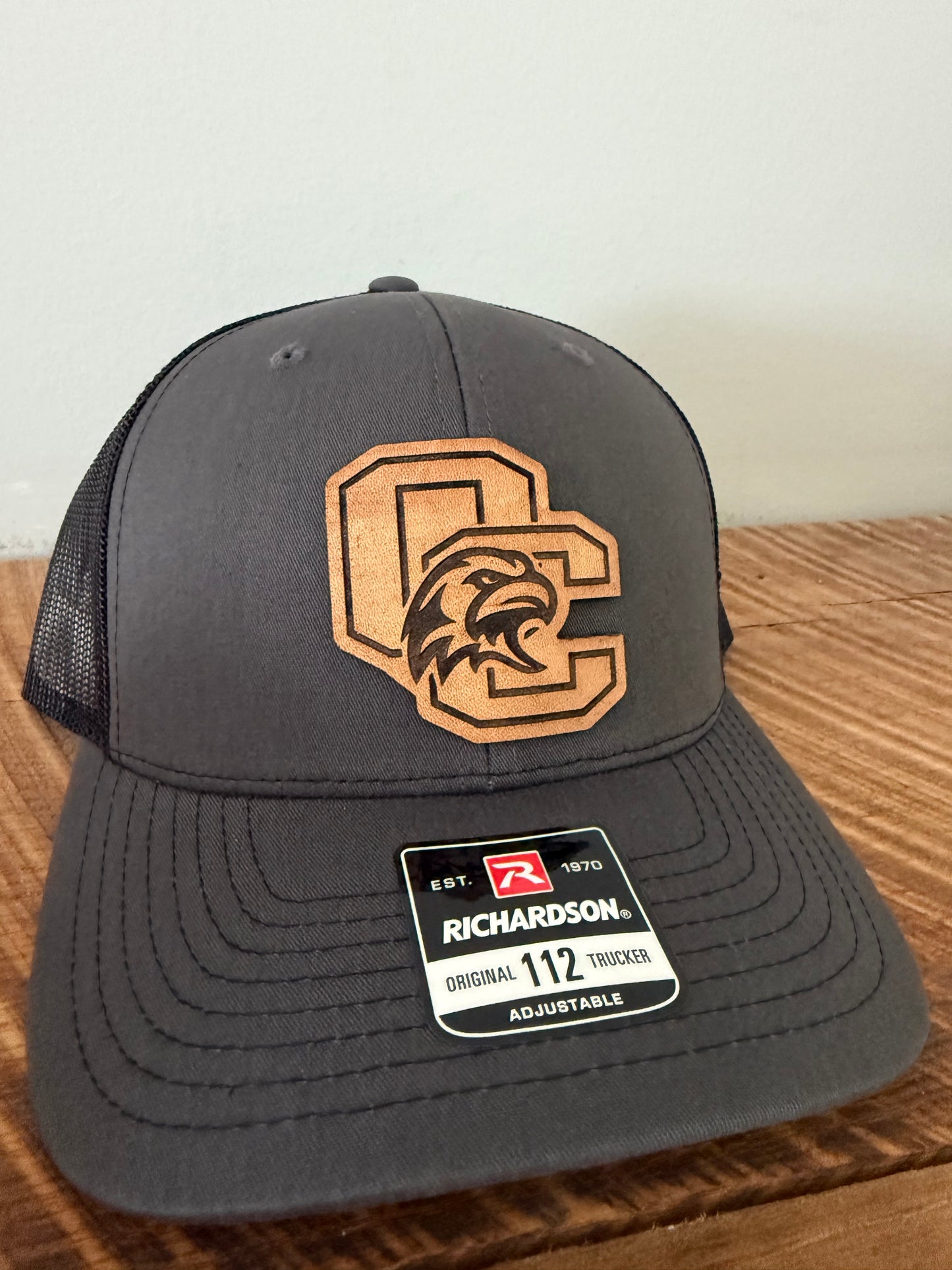 OC Eagles Leather Patch Hat | Richardson 112 Trucker | Custom School Spirit Hat for Fans, Players & Coaches