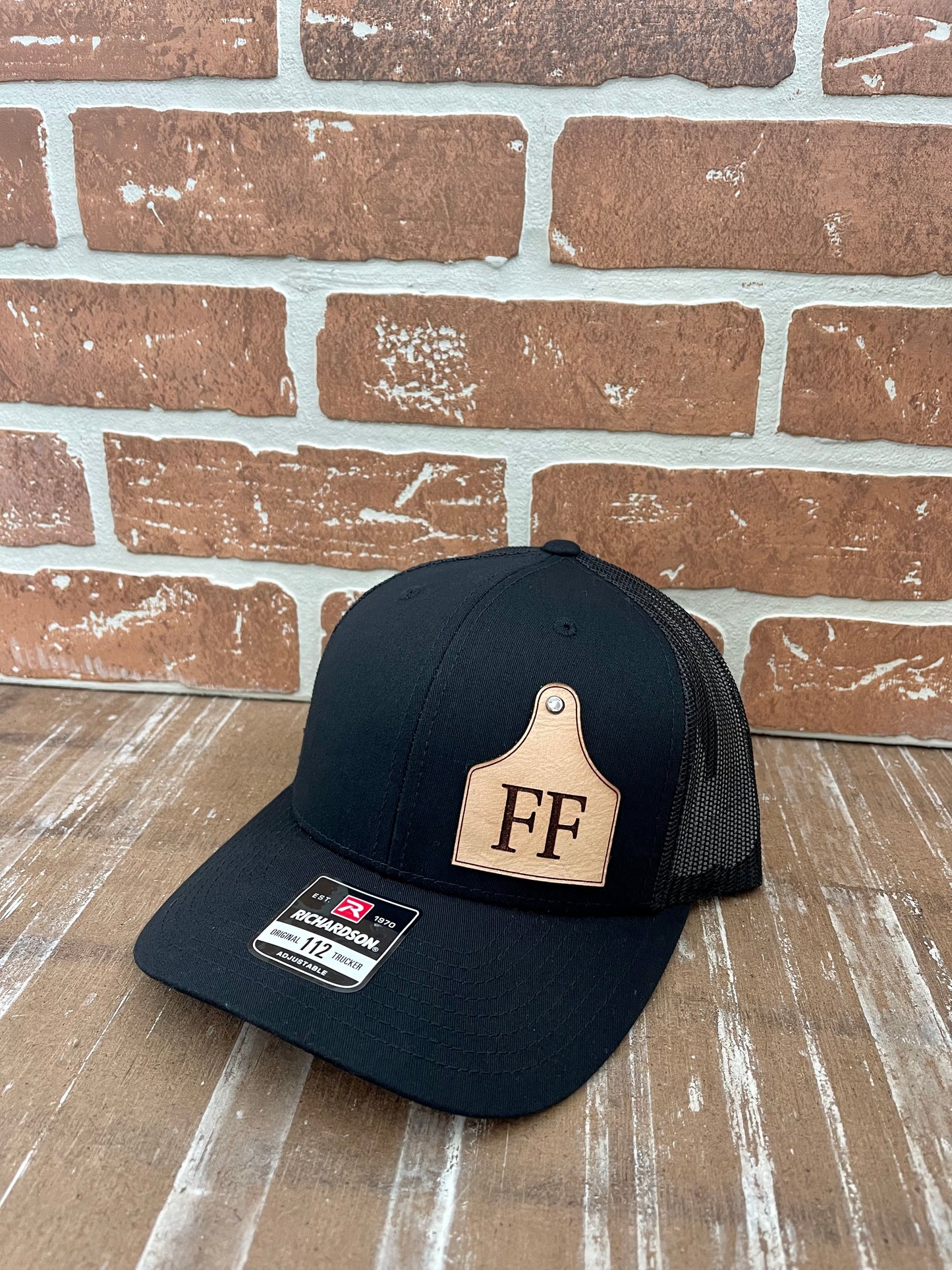 Custom Leather Patch Trucker Hat-- Richardson 112