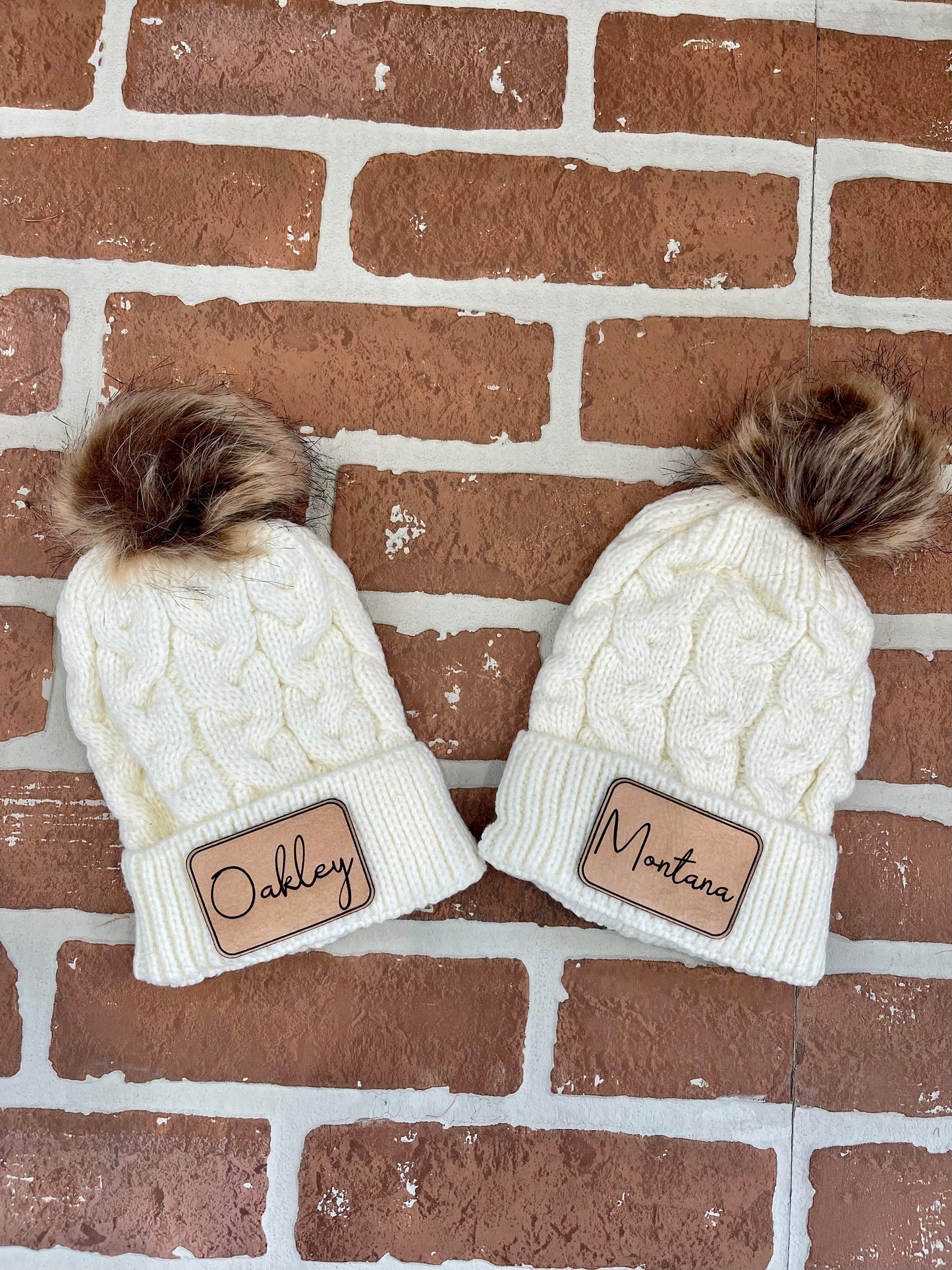 Baby Name Patch Beanie with POM