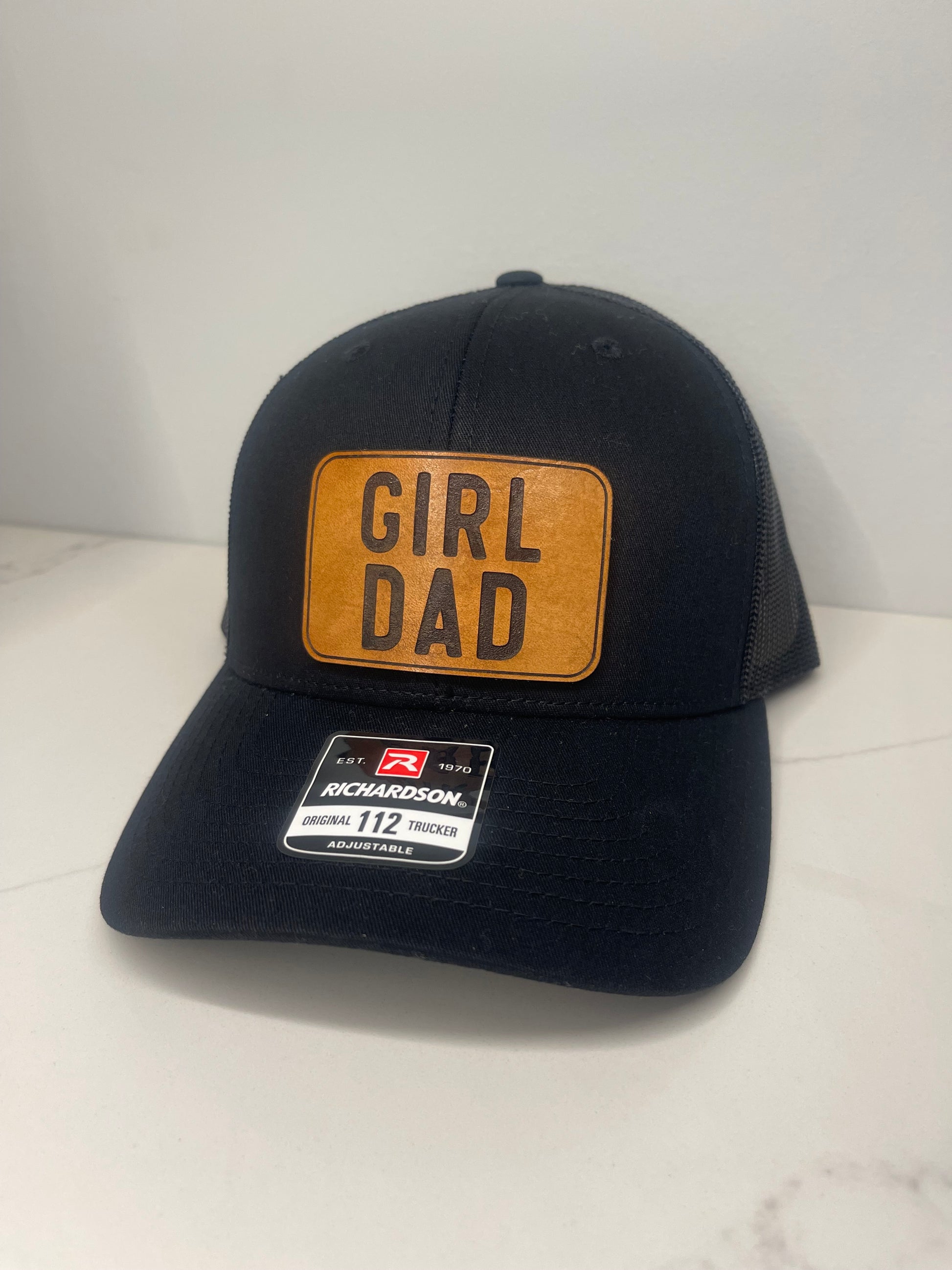 "Best Dad Ever" Leather Patch Trucker Hat - Adjustable Black Mesh Baseball Cap, Father's Day Gift