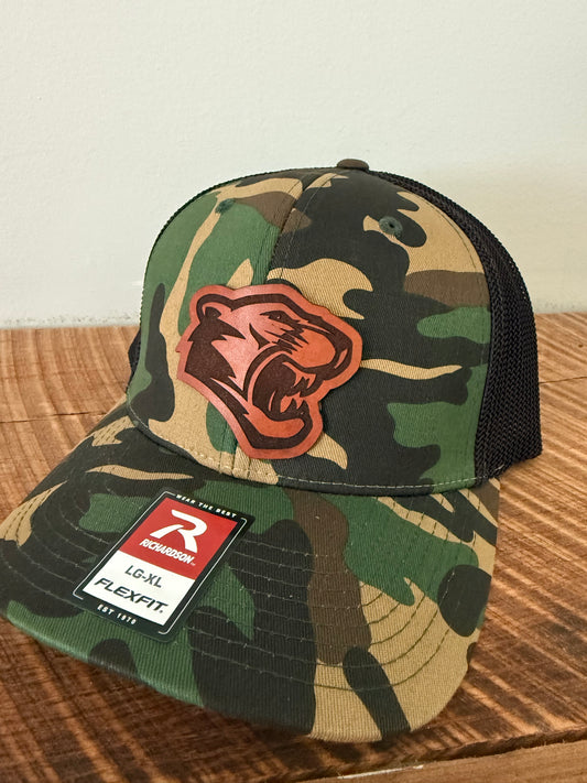 Cougars Leather Patch Hat | Richardson 112 Trucker | Custom Football Spirit Hat for Fans, Players & Coaches