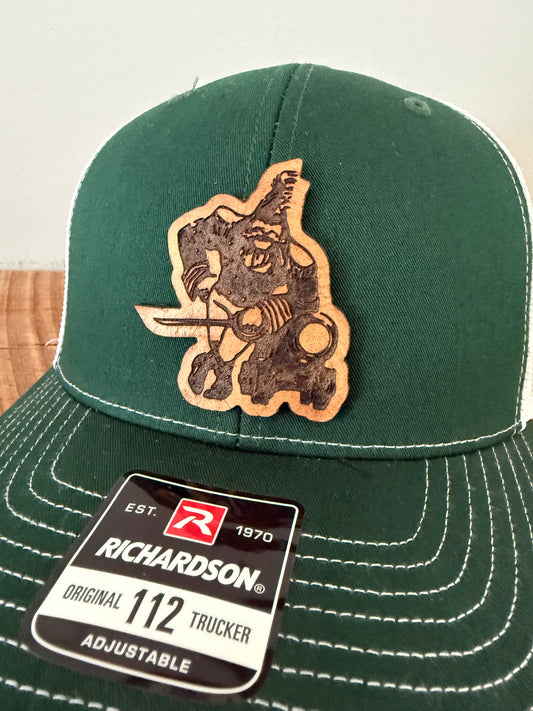 Commodores Leather Patch Hat | Richardson 112 Trucker | Custom Football Spirit Wear for Fans, Coaches & Alumni