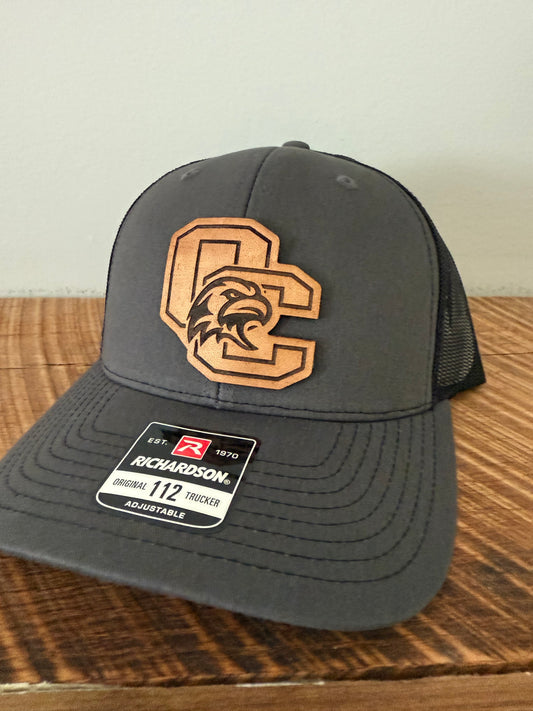 OC Eagles Leather Patch Hat | Richardson 112 Trucker | Custom School Spirit Hat for Fans, Players & Coaches