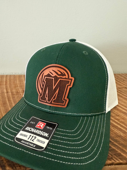 Green Wave Leather Patch Hat | Richardson 112 Trucker | Custom Football Spirit Wear for Fans, Coaches & Students